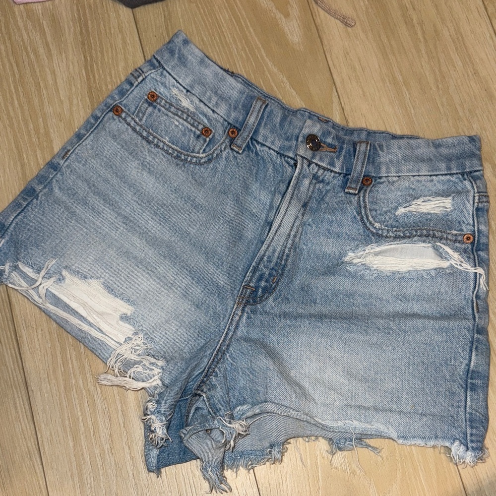 American Eagle Outfitters Light Blue Distressed Jean Shorts
